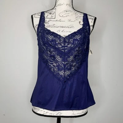 Camisola de encaje azul Vanity Fair vintage nueva con etiquetas sin existencias talla 36 hecha en EE. UU. Foto 1 de 4