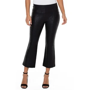 Pantaloni crop Liverpool Stella Kick Flare neri con rivestimento crackle taglia 4 - Foto 1 di 8