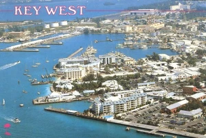 Key West Florida Birds Eye View Mallory Square in Foreground Oversized Postcard - Picture 1 of 2