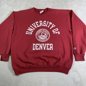 University of Denver Sweatshirt Crewneck Mens Large Red NCAA College Champion - Picture 1 of 11