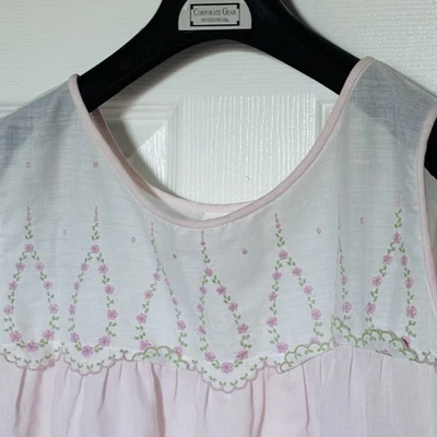 Vtg Gilead Pink Nightgown Floral Ruffle  Embroidered Lace Cottagecore Sz LG USA - Image 1 of 4