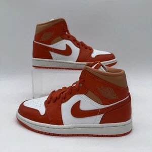Nike Women's Size 6.5 Air Jordan 1 Mid (BQ6472 108)Sneaker Trainer Orange Sports - Picture 1 of 6