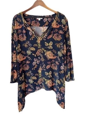 Top Magnolia Grace bordado floral estampado cachemir talla XL Foto 1 de 4