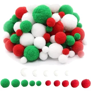 Pompons Bastelset Weihnachten Geburtstag Hochzeiten 130 Stück 10-30 mm - Bild 1 von 2
