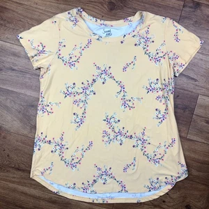 Camisa Sweet Teas Mujer Talla XL Amarillo Pálido Manga Corta Floral Elastizada - Imagen 1 de 7