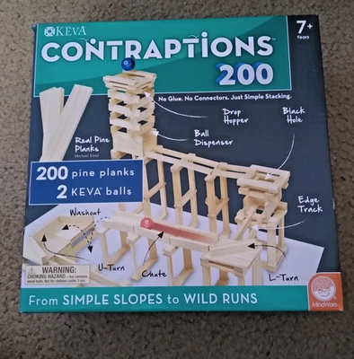 Keva Contraptions 200 Pine Planks Stacking Wooden Blocks 2019 Mindware Open Box - Image 1 of 4