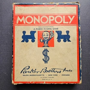 Antico gioco vintage Parker Brothers MONOPOLY 1936 pezzi istruzioni, vedi foto - Foto 1 di 6