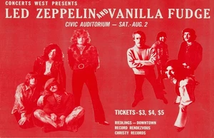 Led Zeppelin, Vanilla Fudge 1969 Albuquerque, NM Framed Concert Poster - Picture 1 of 2