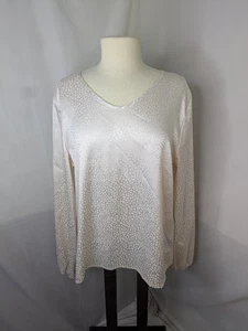 Coeur De Vague Satin Long Sleeve Animal Print Top Size XL - Picture 1 of 8