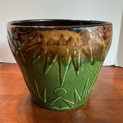 Vintage Robinson Ransbottom Pottery Sun and Moon Jardiniere Pot Planter 8” - Image 1 of 4