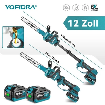 YOFIDRA Akku Kettensäge Teleskop Hochentaster Astsäge Heckenschere Für Makita 18V Akku