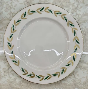 Alberta by Castleton USA Dinner Plate Vintage 10.75” Gold Green Ivory 1952-1962 - Picture 1 of 3