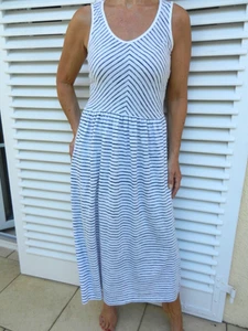 ESPRIT Midikleid S 34 36 Kleid Sommerkleid Weiß Blau Streifen gestreift - Bild 1 von 5