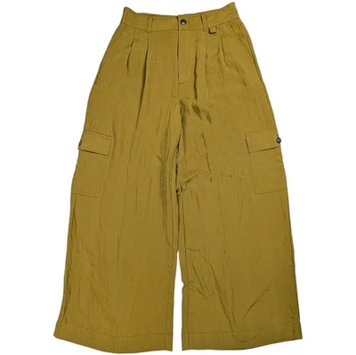 Pantalones cargo Madewell Harlow pierna ancha mujer 6 verde oliva satinado cintura alta holgados Foto 1 de 4