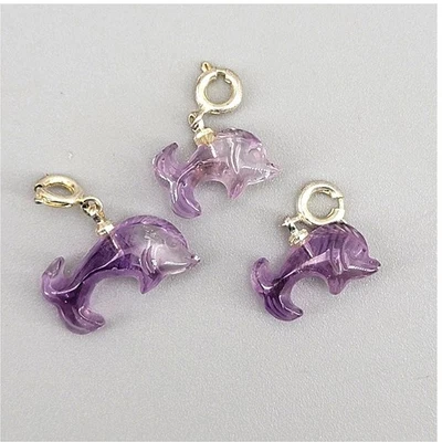 Juego de 3 dijes colgantes de delfín amatista suministros para hacer joyas Foto 1 de 4