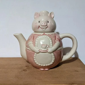 Vintage Schwein Zofe Schürze TEEKANNE Neuheit Kellnerin Rosa Deko Zuhause - Bild 1 von 3