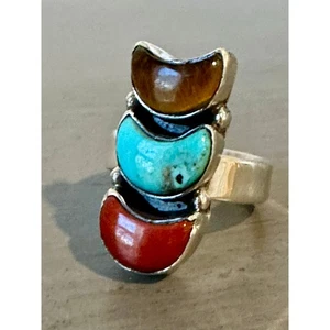 Three Moon| Bluebird Turquoise | Tiger Eye | Coral | Boho Ring 5-10 - Picture 1 of 3
