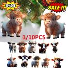 Cute Wooden Cartoon Cow Pendant Home Party Christmas Tree Ornament Gift Toy US
