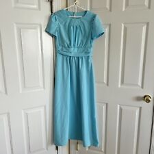 Handmade Amish Mennonite Blue Maxi Dress Short Sleeve ~36” Bust, ~30.5” Waist