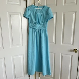 Handgefertigtes Amish Mennonite blaues Maxikleid Kurzarm ~ 36” Brustumfang, ~ 30,5” Taille - Bild 1 von 15