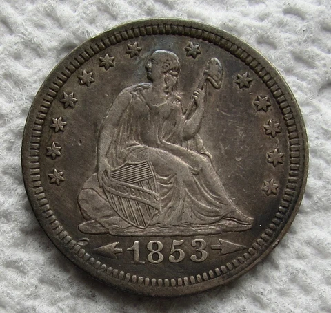 1853 Arrows And Rays Seated Liberty Silver Quarter Rare Date Nice Type Coin XF Cover