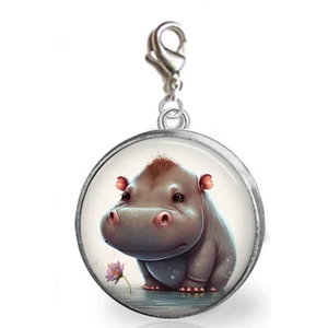 Little Hippopotamus Clip On Charm Bracelets Zipper Pull Purse Charm Handcrafted - Picture 1 of 1