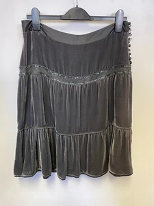 WHISTLES DARK GREEN VELVET LACE & SEQUIN DETAILED TIERED SKIRT SIZE 10 - Picture 1 of 3