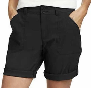 New Eddie Bauer Women’s Rolled Hem Bermuda Shorts Size 12 Black - Picture 1 of 5
