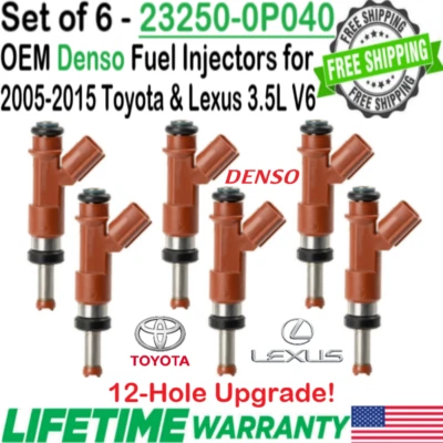 OEM 6Pcs Denso 12-Hole Upgrade Fuel Injectors for 2007-2010 Lexus RX350 3.5L V6 Foto 1 de 4