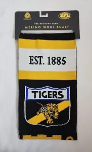 Richmond Tigers AFL Adults Merino Wool Retro Heritage Throwback Scarf New - Picture 1 of 8