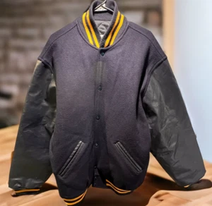 Vintage Varsity Athletic Men's Navy Blue Gold Melton Wool Varsity Jacket Sz XXXL - Picture 1 of 9
