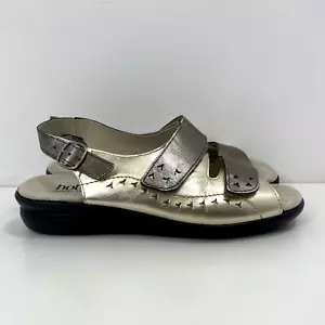 Hotter Easy Leather Two Tone Silver Comfort Shoes Sandals Size UK 7 STD EU 41 - Picture 1 of 11