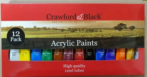 Juego de pinturas acrílicas de 12 ml. Pack de 12 crawford y negro - Imagen 1 de 2