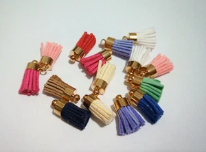 5pz misti mini nappe con fettuccia bifloccato scamosciata faux suede cord 16mm - Foto 1 di 1