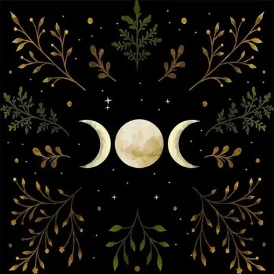 Altar Cloth - Triple Moon w/Olive Branches in two (2) sizes, 100% polyester.