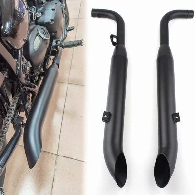 Tubo de escape silenciador de acero negro 2 piezas para Triumph Bonnieville Bobber T100 T1200 Foto 1 de 4
