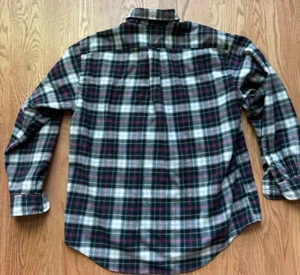 Lands End Button Down Shirt Men’s Large Plaid Wool Cotton Blend Flannel - Picture 1 of 7