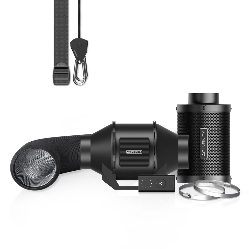 Air Filtration Kit 4", Inline Fan Carbon Filter and Ducting Combo for Grow Tents - Image 1 of 4