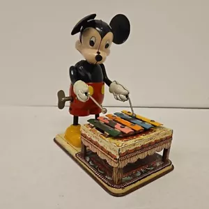 Mickey Mouse 1950s Tin Wind-Up Xylophone Player by Linemar no Box - WORKS RARE - Picture 1 of 14