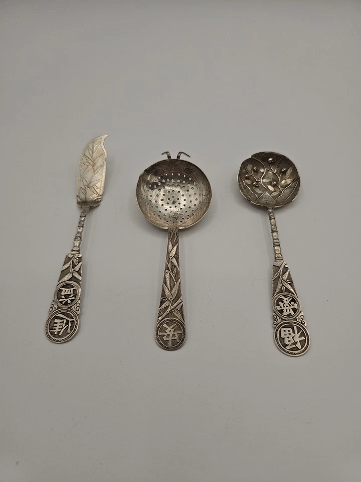 CUCHILLO COLADOR DE TÉ CHINO PLATA CUCHARA 950 Plata Foto 1 de 4