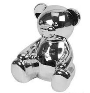 Personalisierte Spardose mit Gravur versilbert Teddybär Bank - Bild 1 von 1