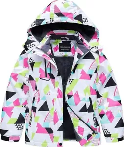CREATMO US Girl's Waterproof Ski Jacket Warm Winter Fleece Snow Coat Windproof - Picture 1 of 5