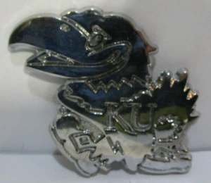 Lot of 4 Kansas Jayhawks KU Metal Emblems 2 5/8" x 3 1/8" - Picture 1 of 4