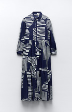 ZARA BLUE PRINT TIERED SHIRT DRESS ~ Size S ~ 2183/246