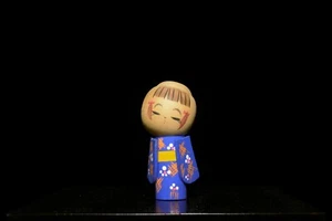 Japanese Wooden Doll Vintage Ornament KOKESHI Antique Sculpture/H 4.3"/KIB90/70 - Picture 1 of 7