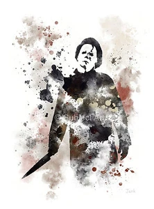 KUNSTDRUCK Michael Myers Illustration, Halloween, Horror, Film, Wandkunst, Geschenk - Bild 1 von 2