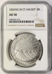 1826-NG M Central American Republic 8 Reales NGC AU58