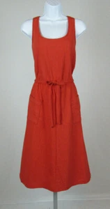 VTG 1960s WALDEN CLASSICS POLY COTTON DRESS & BELT SIZE 16 BURNT ORANGE - Picture 1 of 12