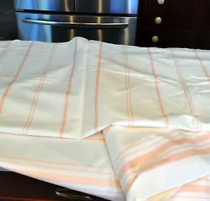 100% Linen Fabric by the yard - White and Peach Stripe 54'' Wide - Picture 1 of 4