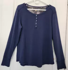 Damen Carhartt dunkelblau Thermo Henley Waffel Strick Shirt Gr. XL (16-18) - Bild 1 von 15